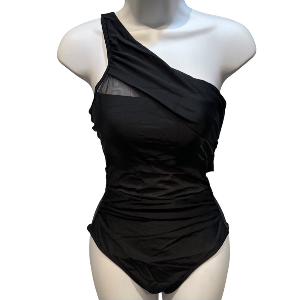 Cupshe Midnight Elegance Tummy Control One-Piece One Shoulder Black Size Small